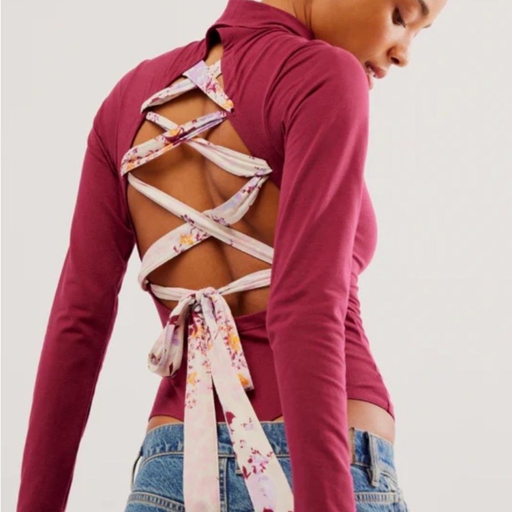 Free People Straps in the back body suit - burgundy